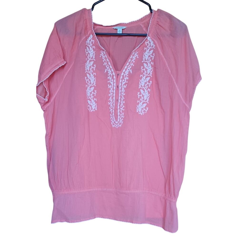 NWT Sonoma Peach Color Gauzy Embroidered Top Cami Liner 100% Cotton Women's XL